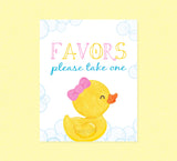 Rubber Duck Favor Party Sign - INSTANT DOWNLOAD - Girl Duck Baby Shower, Rubber Ducky Party Signs, Duckie, Birthday, Duck Favor Sign, Pink