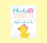 Rubber Duck Photo Booth Party Sign - INSTANT DOWNLOAD - Duck Baby Shower, Rubber Ducky Party Signs, Duckie, Birthday, Photo Booth Sign, Girl