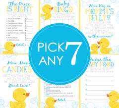 Rubber Duck Baby Shower Games - PICK ANY 7 - 30 Games to Choose From - Duckie, Rubber Duck Baby Shower, Game Pack, Ducky Baby Shower Games