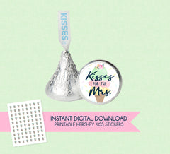 Printable Kisses for the Mrs. Ice Cream Hershey Stickers - INSTANT DOWNLOAD - Ice Cream Bridal Shower, Scooped Up, Hershey Kiss Stickers