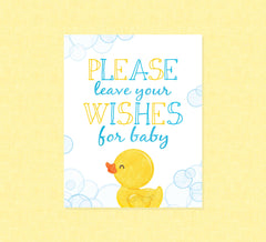 Rubber Duck Wishes For Baby Party Sign - INSTANT DOWNLOAD - Duck Baby Shower, Rubber Ducky Party Signs, Duckie, Birthday