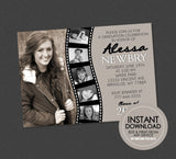 Through The Years Filmstrip Multi Photo Graduation Invitation - EDITABLE INSTANT DOWNLOAD - Graduation Party Invites, Multi Photo, Picture