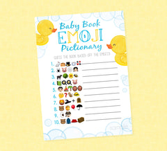 Rubber Duck Book Emoji Pictionary Baby Shower Game - INSTANT DOWNLOAD - Duck Baby Shower Games, Rubber Ducky, Emoji Pictionary Game, Book