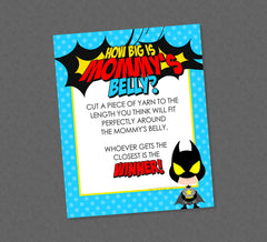 Superhero How Big Is Mommy's Belly Game - INSTANT DOWNLOAD - Superhero Baby Shower Games, Belly Measure Game, Super Hero Baby, Superheroes