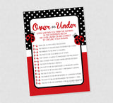 Over or Under Ladybug Baby Shower Game - INSTANT DOWNLOAD - Ladybug Shower Games, Ladybug Baby Shower, Lady Bug, Over or Under, Guess Game