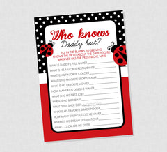 Who Knows Daddy Best Ladybug Baby Shower Game - INSTANT DOWNLOAD - Ladybug Baby Shower Games, Lady Bug, Who Knows Daddy Best