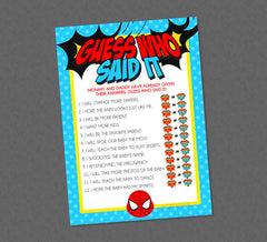 Superhero Guess Who Said It Baby Shower Game - INSTANT DOWNLOAD - Superhero Baby Shower Games, Super Hero, Superheroes, Guess Who Said It