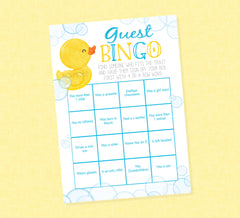 Rubber Duck Guest Bingo Baby Shower Game - INSTANT DOWNLOAD - Duck Baby Shower Games, Guest Bingo, Rubber Ducky, Duckie, Find The Guest