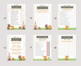 Woodland Baby Shower Games - PICK ANY 7 - 30 Games To Choose From - Little Camper, Party Games, Fox, Deer, Tent, Forest Animals, Guess