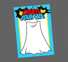 Superhero Create a Cape Party Game - INSTANT DOWNLOAD - Superhero Baby Shower Games, Super Hero, Superhero Cape, Draw a Cape Printable, Kids