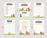 Woodland Baby Shower Games - PICK ANY 7 - 30 Games To Choose From - Little Camper, Party Games, Fox, Deer, Tent, Forest Animals, Guess