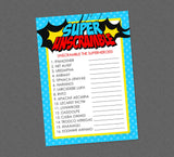 Superhero Unscramble Baby Shower Game - INSTANT DOWNLOAD- Superhero Shower Games, Super Hero, Unscramble, Scramble, Superhero Game, Party