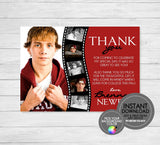 Photo Filmstrip Graduation Thank You - EDITABLE INSTANT DOWNLOAD - Picture, Grad, Graduation Thank You Cards, Red, Maroon, Burgundy, Scarlet