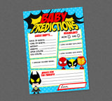 Superhero Baby Predictions Shower Game - INSTANT DOWNLOAD - Superhero Baby Shower Games, Super Hero, Baby Predictions, Superhero, Boy