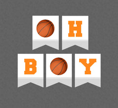 Oh Boy Basketball Baby Shower Hanging Banner - INSTANT DOWNLOAD - Basketball Baby Shower, Basketball Baby Shower Banner, It's A Boy, Banner