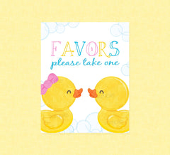 Rubber Duck Favor Party Sign - INSTANT DOWNLOAD - Baby Shower, Gender Reveal, Rubber Ducky, Party Signs, Duckie, Favor Sign, Gender Neutral