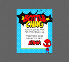 Superhero Bottle Chug Baby Shower Game - INSTANT DOWNLOAD - Superhero Baby Shower Games, Bottle Chug Baby Game, Super Hero