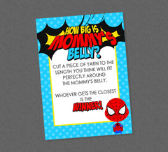 Superhero Belly Measure Baby Shower Game - INSTANT DOWNLOAD - Superhero Baby Shower Games, How Big Is Mom's Belly, Super Hero, Superheroes