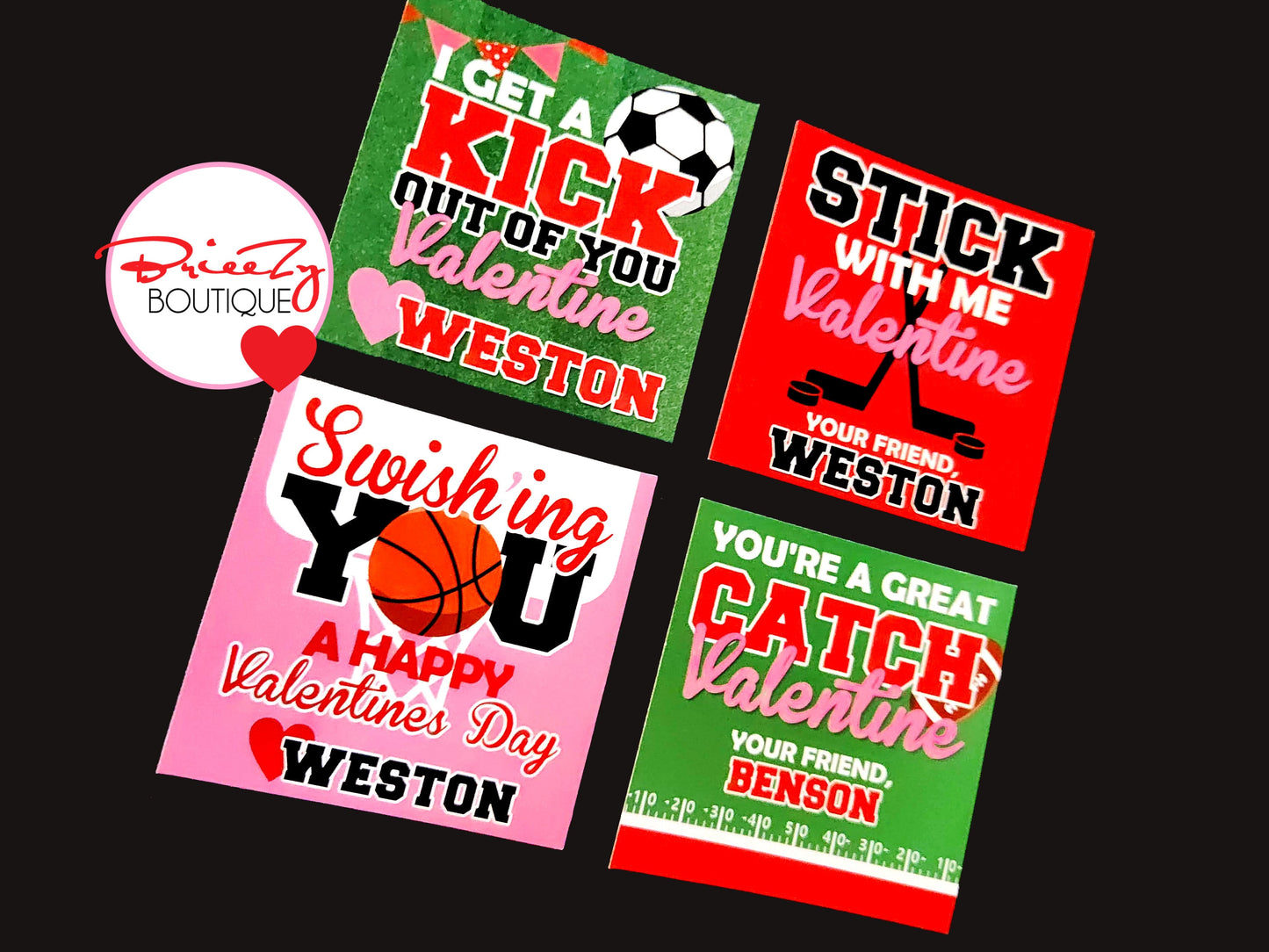 Printable Personalized Sports Valentines || EDITABLE INSTANT DOWNLOAD
