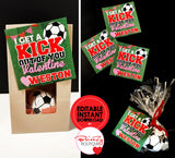 I Get a Kick Out of You Printable Soccer Valentines - EDITABLE INSTANT DOWNLOAD - Soccer Valentines, Sports, Football, Personalized