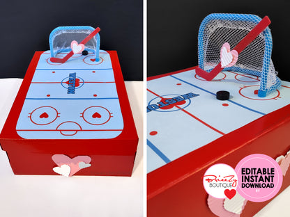 Printable Valentines Hockey Rink For Box || EDITABLE DIGITAL DOWNLOAD