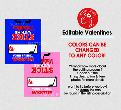 Hockey Folding Valentine Bag Toppers || EDITABLE INSTANT DOWNLOAD