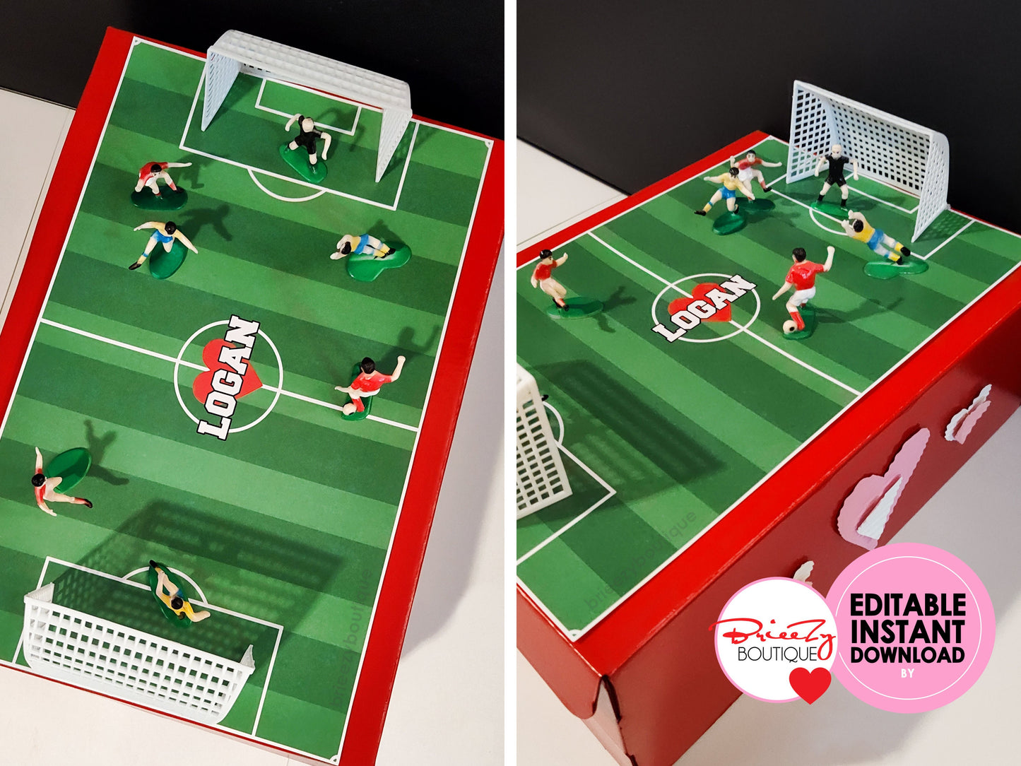 Printable Valentines Soccer Field For Box || EDITABLE DIGITAL DOWNLOAD