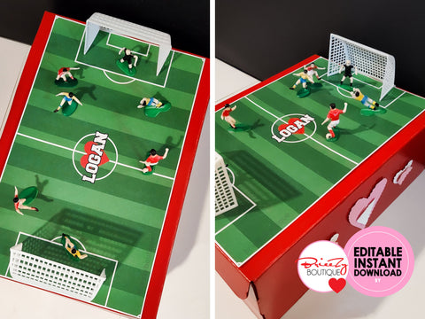 Printable Valentines Soccer Field For Box || EDITABLE DIGITAL DOWNLOAD || Soccer Valentine, Valentines Box, Soccer Field