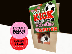 I Get a Kick Out of You Printable Soccer Valentines - EDITABLE INSTANT DOWNLOAD - Soccer Valentines, Sports, Football, Personalized