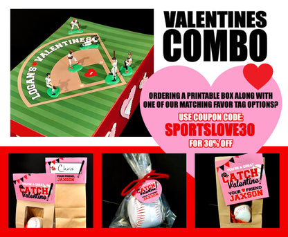 Baseball Field Folding Valentine Bag Toppers || EDITABLE INSTANT DOWNLOAD
