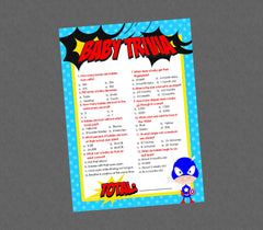 Superhero Baby Trivia Shower Game - INSTANT DOWNLOAD- Superhero Shower Games, Super Hero, Trivia Game, Superhero Game, Baby Trivia Game