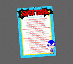 Superhero Trivia Baby Shower Game - INSTANT DOWNLOAD- Superhero Shower Games, Super Hero, Trivia , Superhero Game, Superhero Trivia Facts