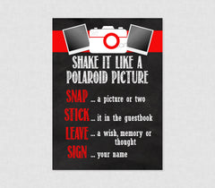 Shake it Like a Polaroid Picture Party Sign - INSTANT DOWNLOAD - Red, Chalkboard, Phot booth Sign, Guestbook Sign, Take a Picture Sign