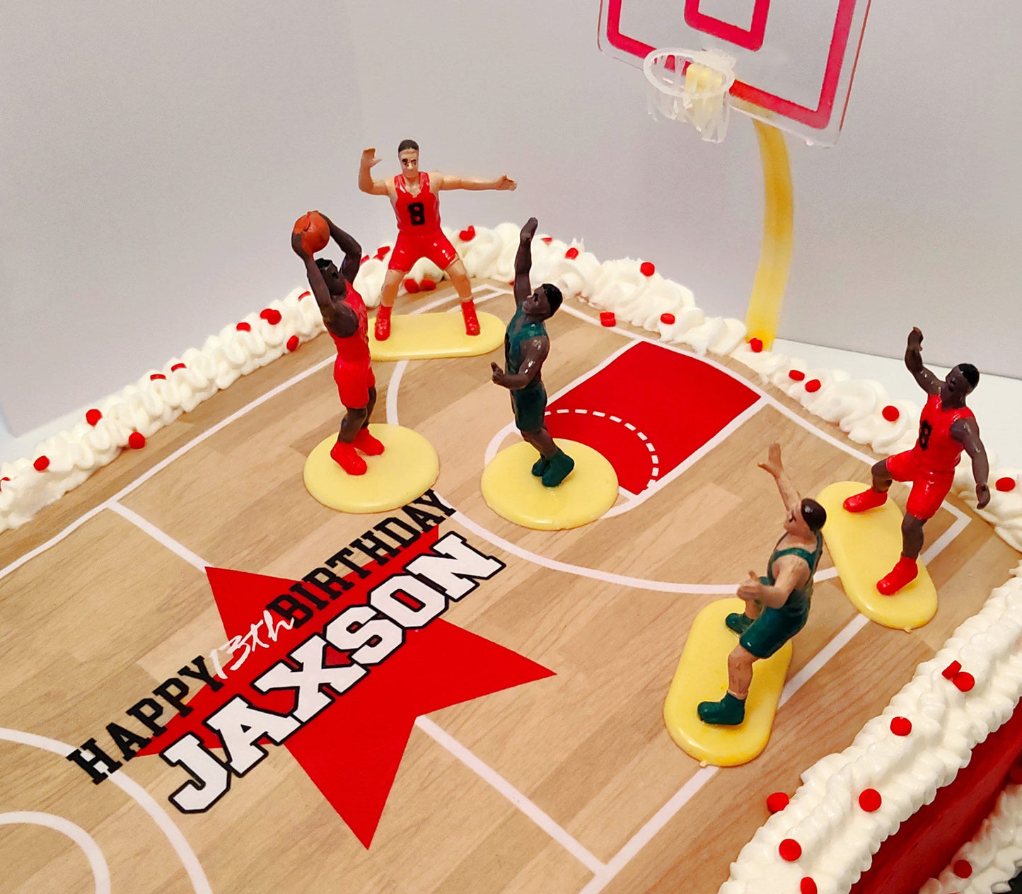 Edible Basketball Court Personalized Cake Topper Sugar Sheet | for a Basketball Birthday or Team Party