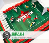 Editable Edible Soccer Field Personalized Birthday Cake Topper - EDITABLE INSTANT DOWNLOAD - Soccer Birthday, Soccer Field Cake Topper