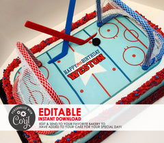 Editable Edible Hockey Rink Personalized Birthday Cake Topper - EDITABLE INSTANT DOWNLOAD - Hockey Birthday, Hockey Rink Cake Topper