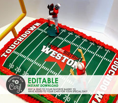 Editable Edible Football Field Personalized Birthday Cake Topper - EDITABLE INSTANT DOWNLOAD - Football Birthday, Football Field Cake Topper