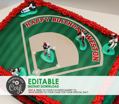 Editable Edible Baseball Field Personalized Birthday Cake Topper - EDITABLE INSTANT DOWNLOAD - Baseball Birthday, Baseball Field Cake Topper