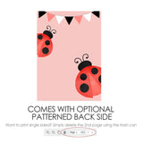 One Lucky Lady Pink Ladybug Party Invitation - EDITABLE INSTANT DOWNLOAD - Ladybug 1st Birthday Invite, Light Pink Salmon, Red, Black, White