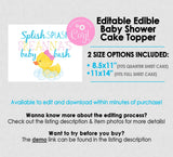 Editable Edible Girl Rubber Duck Baby Shower Personalized Cake Topper - EDITABLE INSTANT DOWNLOAD - Girl Rubber Ducky Baby Shower Cake Top