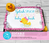 Editable Edible Girl Rubber Duck Baby Shower Personalized Cake Topper - EDITABLE INSTANT DOWNLOAD - Girl Rubber Ducky Baby Shower Cake Top