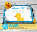 Editable Edible Rubber Duck Baby Shower Welcome Baby Cake Topper - EDITABLE INSTANT DOWNLOAD - Rubber Ducky Baby Shower, Cake Topper Design