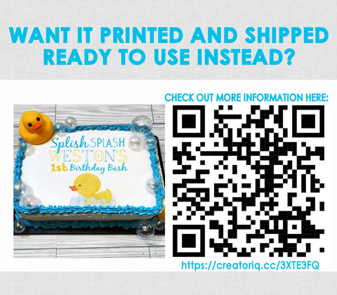 Downloadable Edible Rubber Ducky You're the 1 First Birthday Cake Topper - INSTANT DOWNLOAD - Rubber Ducky Birthday, Cake Topper Design