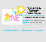 Downloadable Edible Girl Rubber Duck Oh so Fun 1st Birthday Cake Topper - INSTANT DOWNLOAD - Rubber Ducky Birthday, Cake Topper Design, Pink