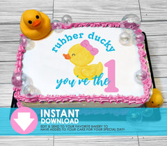 Downloadable Edible Girl Rubber Ducky You're the 1 First Birthday Cake Topper - INSTANT DOWNLOAD - Rubber Ducky Birthday, Cake Topper Design