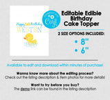 Editable Edible Rubber Duck Happy Birthday Personalized Round Cake Topper - EDITABLE INSTANT DOWNLOAD - Boy Rubber Ducky Birthday, Duck Cake