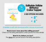 Editable Edible Girl Rubber Duck Birthday Personalized Round Cake Topper - EDITABLE INSTANT DOWNLOAD - Boy Rubber Ducky Birthday, Girl Duck