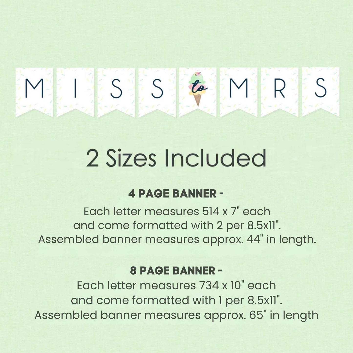 Miss to Mrs Ice Cream Scooped Up Bridal Shower Banner (Digital Download)