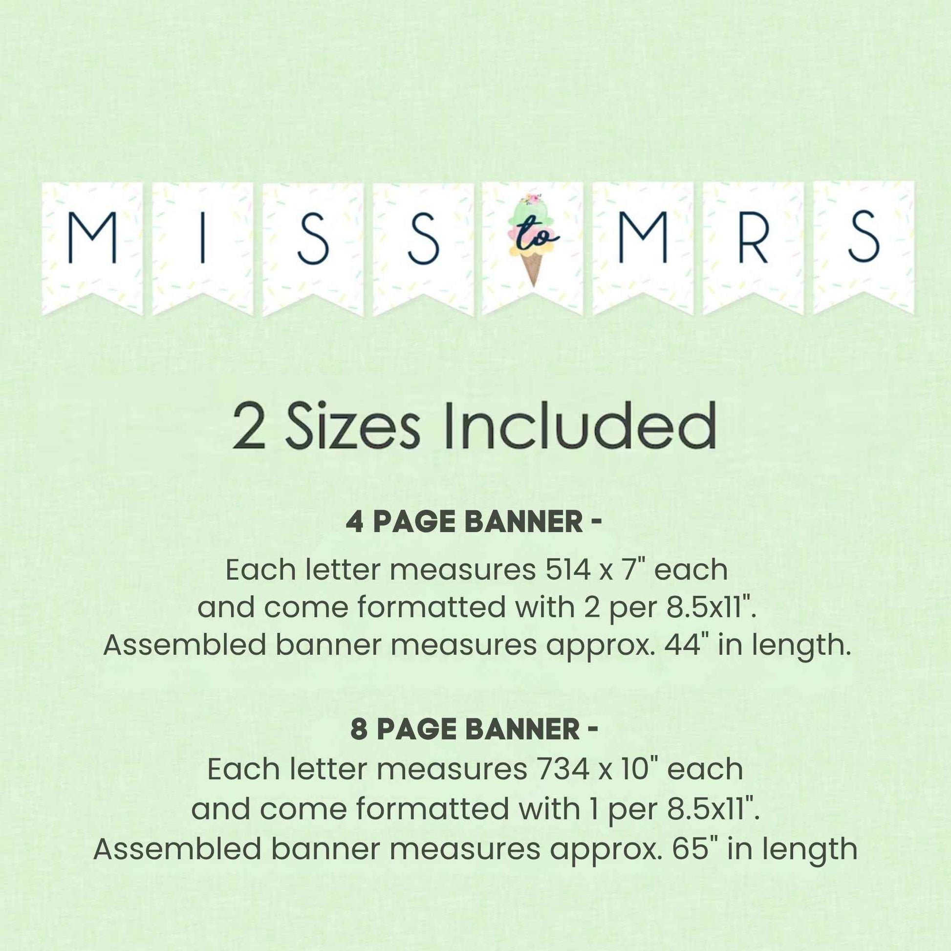 Miss to Mrs Ice Cream Scooped Up Bridal Shower Banner (Digital Download)