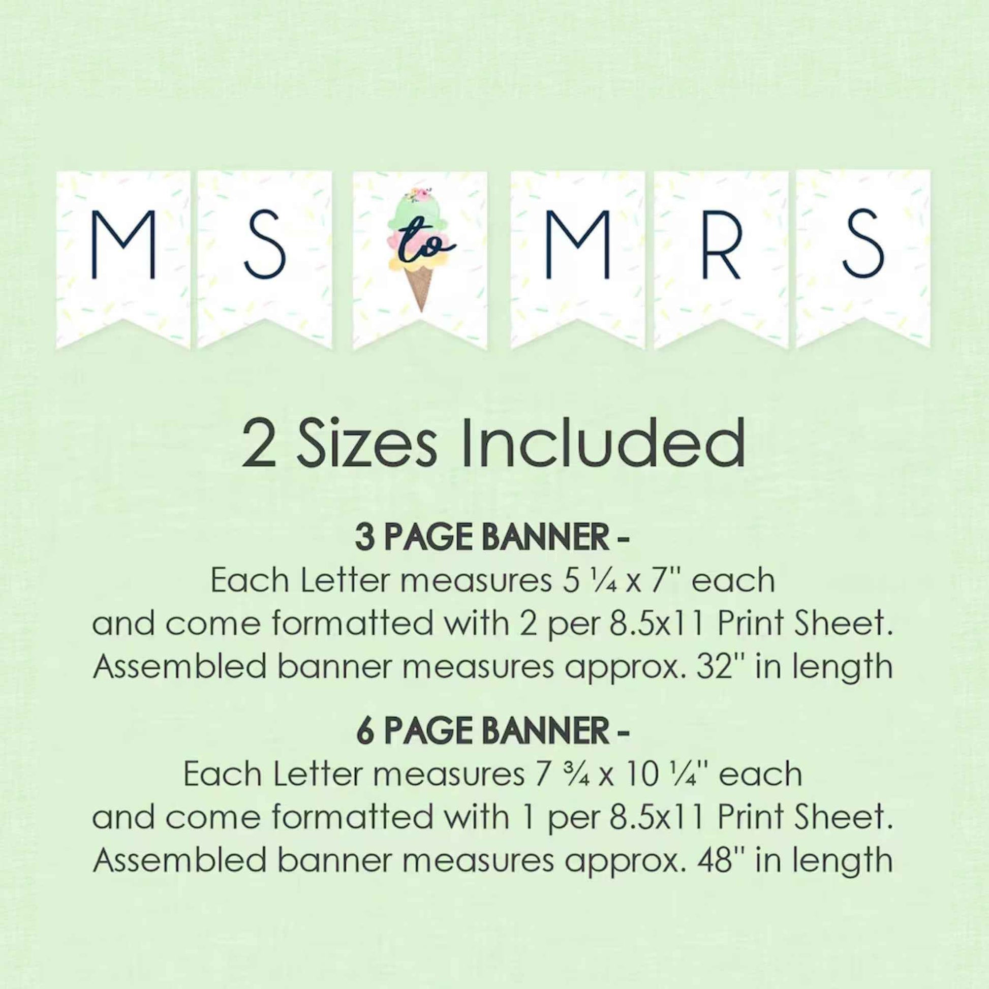 Ms to Mrs Ice Cream Scooped Up Bridal Shower Banner (Digital Download)